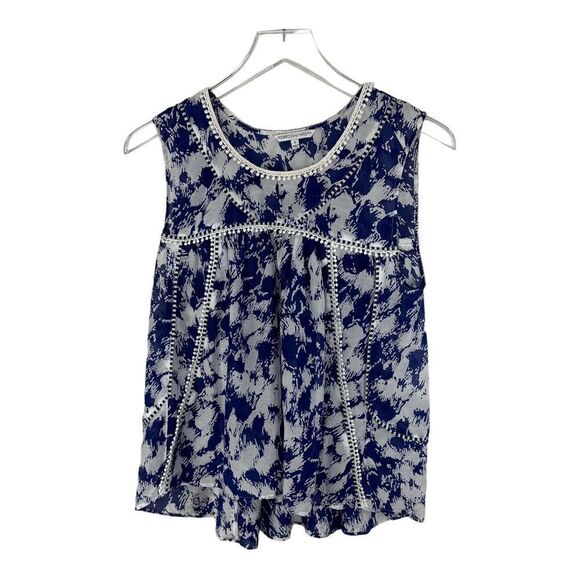 REBECCA MINKOFF Cotton/Silk Blue/White Resort‎ Collection Tank Sz Small - Picture 1 of 12